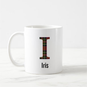 Red Stewart Plaid Monogram I Mug