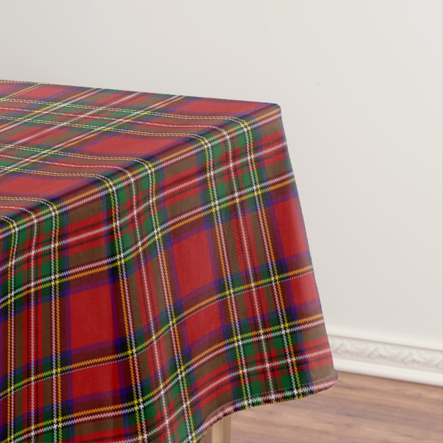 Red Stewart Royal Tartan Large Plaid Scottish Clan Tablecloth (In Situ)