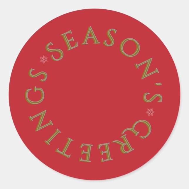 Red Sticker- Gold Typography Classic Round Sticker (Front)