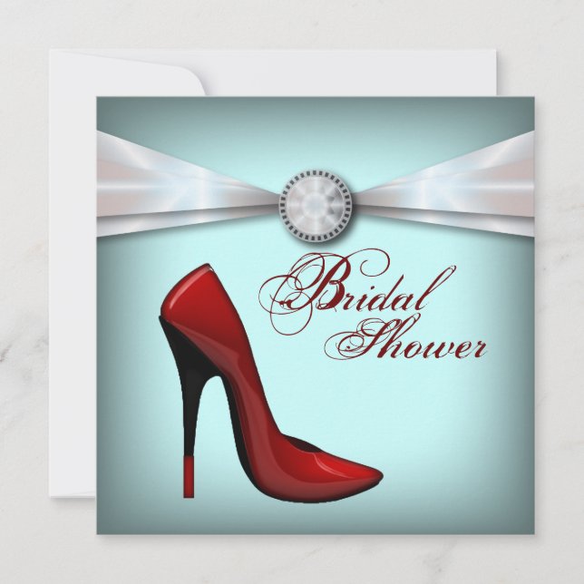 red Stiletto Bridal Shower bachelorette party Invitation (Front)