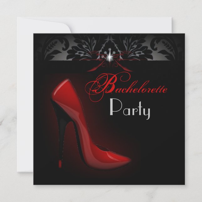 red Stiletto Bridal Shower bachelorette party Invitation (Front)