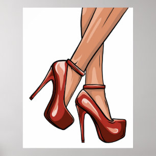 Red Stiletto Heels and Legs  Poster