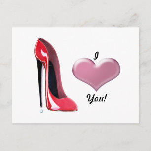 Red Stiletto High Heel Shoe Art Postcard