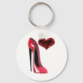 Red Stiletto Shoe and 3D Heart design Keychain