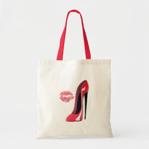 Red Stiletto Shoe and Kiss Art Tote Bag