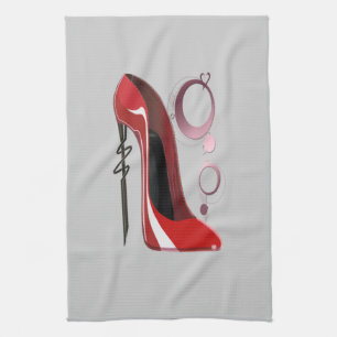 Red Stiletto Shoe Art and Bangles Kitchen Towel