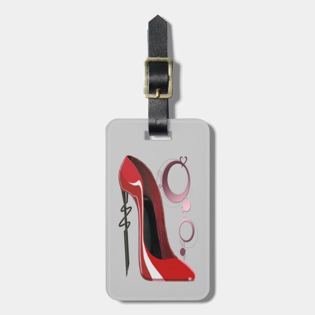 Red Stiletto Shoe Art and Bangles Luggage Tag (Front Vertical)