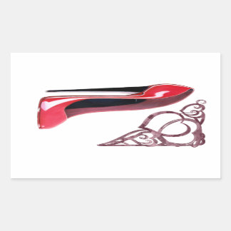 Red Stiletto Shoe Art and Heart Swirls Sticker
