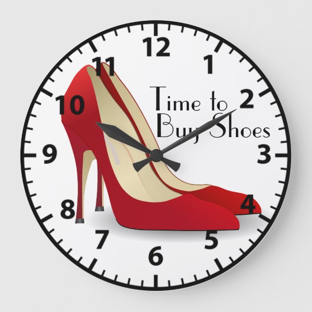 Red Stiletto Shoe Collection Funny Shoe Shopper Large Clock (Front)
