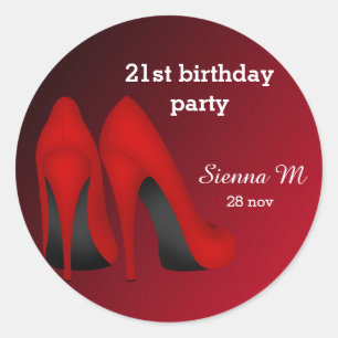 Red Stilettos birthday Classic Round Sticker