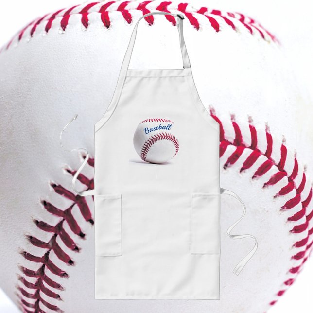 Red Stitched Baseball Customizable Long Apron (Creator Uploaded)