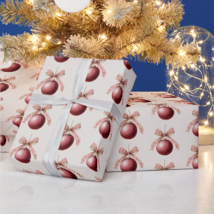 Red Stone Cream Bow Ornaments Christmas Wrapping Paper