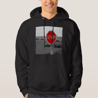 Red Stop Road Sign Minimalist Photography Hoodie