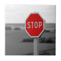 Red Stop Road Sign Minimalist Photography Poster