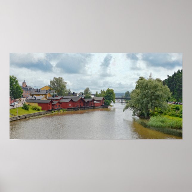 Red Storehouses, Porvoo, Finland Poster (Front)