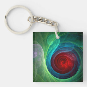 Red Storm Abstract Art Keychain