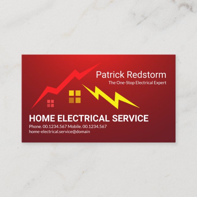 Red Storm Electric Lightning Strike Electrician Business Card (Front)