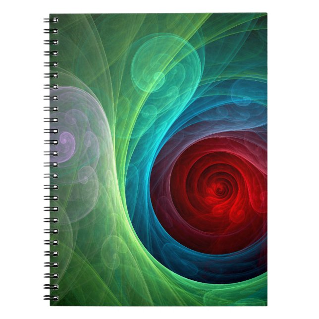 Red Storm Floral Modern Abstract Art Color Pattern Notebook (Front)