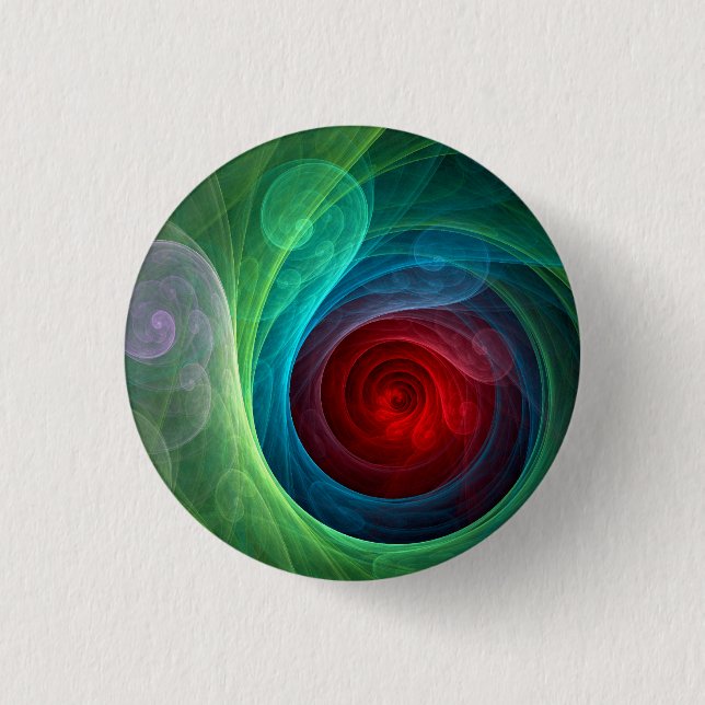 Red Storm Floral Modern Abstract Art Colour Patter 1 Inch Round Button (Front)