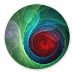Red Storm Floral Modern Abstract Art Colour Patter Ceramic Knob