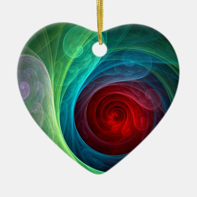 Red Storm Floral Modern Abstract Art Colour Patter Ceramic Ornament (Front)