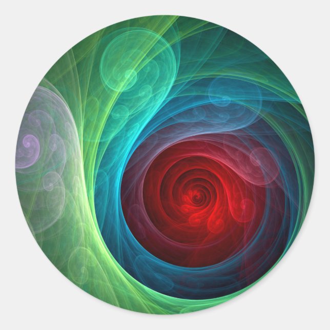 Red Storm Floral Modern Abstract Art Colour Patter Classic Round Sticker (Front)