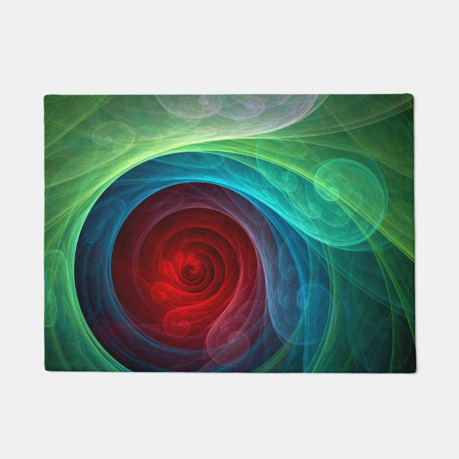 Red Storm Floral Modern Abstract Art Colour Patter Doormat (Front)