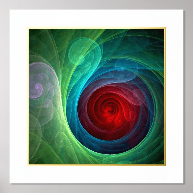 Red Storm Floral Modern Abstract Art Colour Patter Foil Prints (Front)