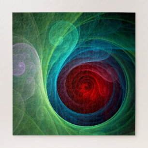 Red Storm Floral Modern Abstract Art Colour Patter Jigsaw Puzzle