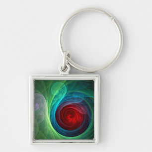 Red Storm Floral Modern Abstract Art Colour Patter Keychain