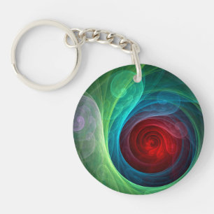 Red Storm Floral Modern Abstract Art Colour Patter Keychain