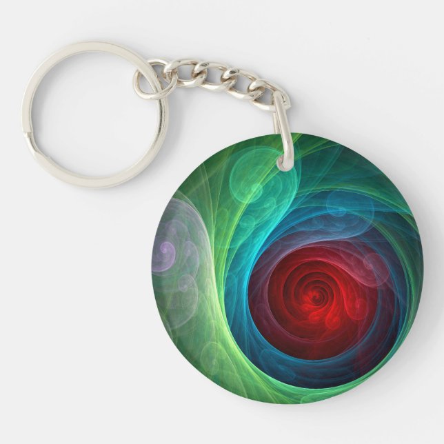 Red Storm Floral Modern Abstract Art Colour Patter Keychain (Front)