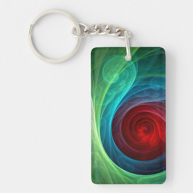 Red Storm Floral Modern Abstract Art Colour Patter Keychain (Front)