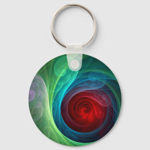 Red Storm Floral Modern Abstract Art Colour Patter Keychain