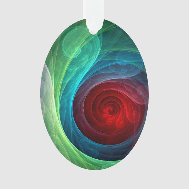 Red Storm Floral Modern Abstract Art Colour Patter Ornament (Front)