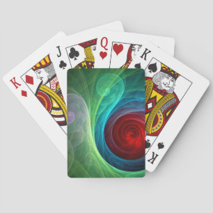 Red Storm Floral Modern Abstract Art Colour Patter Playing Cards