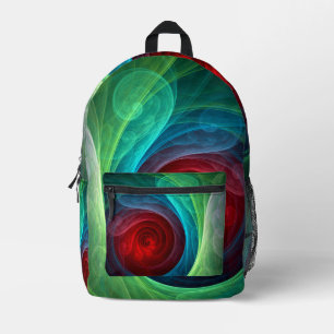 Red Storm Floral Modern Abstract Art Colour Patter Printed Backpack