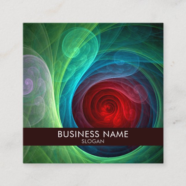 Red Storm Floral Modern Abstract Art Colour Patter Square Business Card (Front)