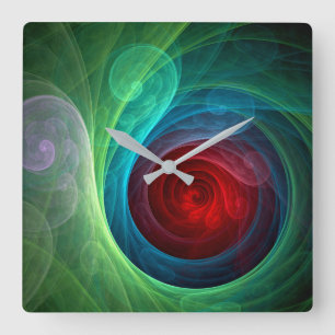 Red Storm Floral Modern Abstract Art Colour Patter Square Wall Clock