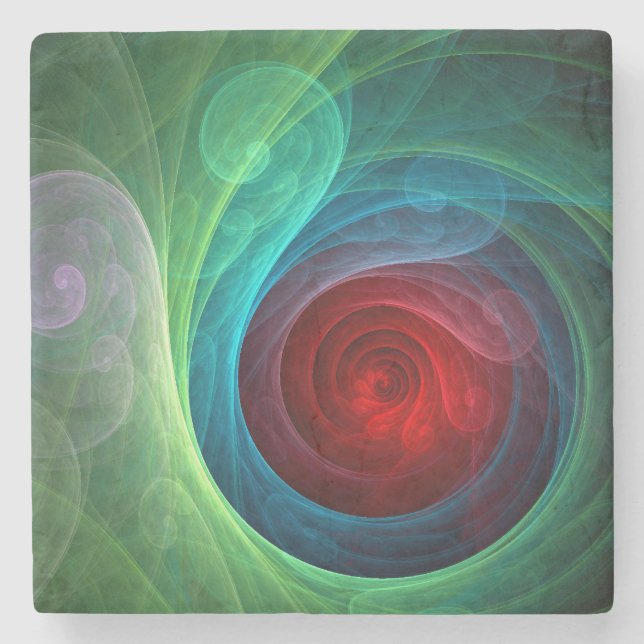 Red Storm Floral Modern Abstract Art Colour Patter Stone Coaster (Front)