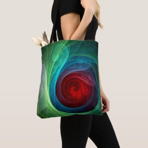 Red Storm Floral Modern Abstract Art Colour Patter Tote Bag