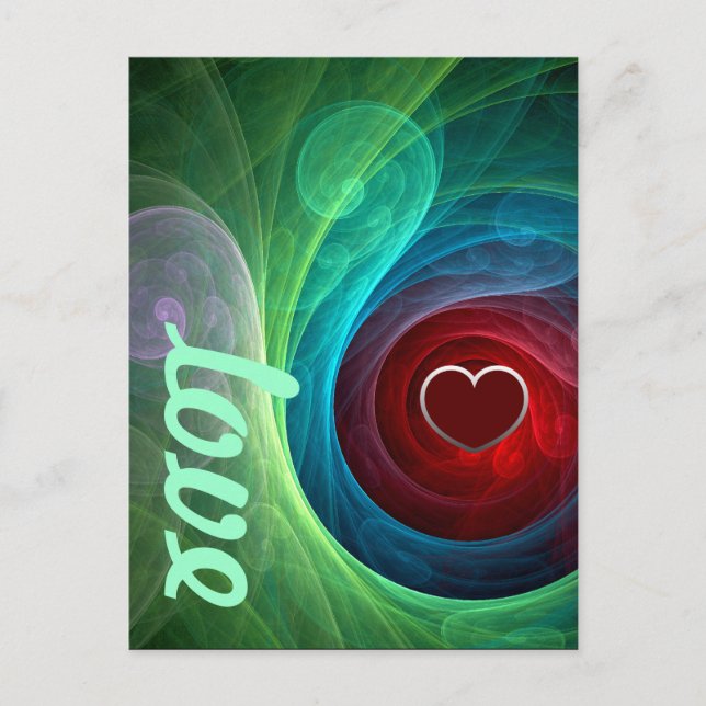 Red Storm Floral Modern Abstract Art Love Pattern Postcard (Front)