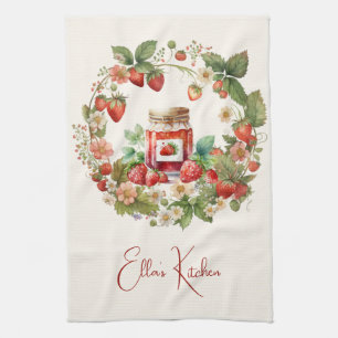 Red Strawberries and Desserts Tea Time Kitchen Towel