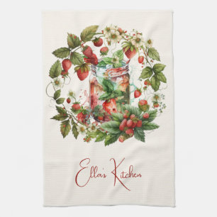Red Strawberries and Desserts Tea Time Kitchen Towel
