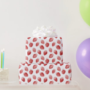 Red Strawberries Birthday Wrapping Paper