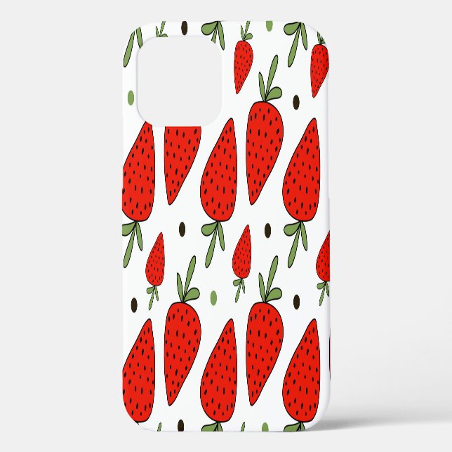 Red Strawberries Cartoon Seamless Pattern Case-Mate iPhone Case (Back)