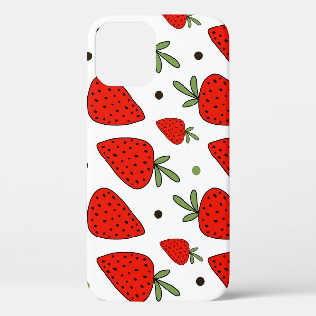 Red Strawberries Cartoon Seamless Pattern Case-Mate iPhone Case (Back)