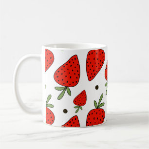 Red Strawberries Cartoon Seamless Pattern Coffee Mug