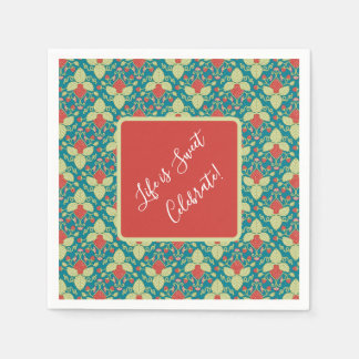 Red Strawberries, Flowers, Fruit and Runners Napkin