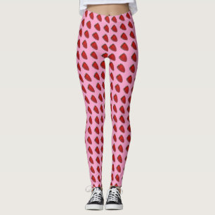 Red Strawberries on Pink Leggings